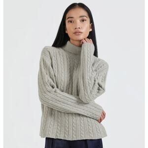 ATM Anthony Thomas Melillo Luxe Wool Cashmere Cable Knit Turtleneck Sweater
